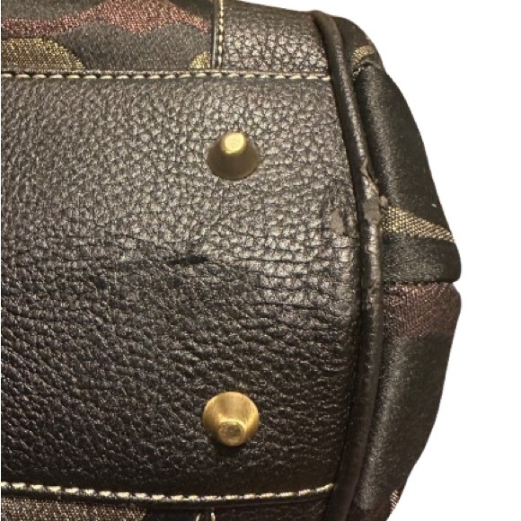 Coach Metallic Signature Jacquard Satchel + Cosmetic Pouch Copper Gold - Picture 10 of 16